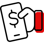 Phone icon with dollar sign symbolising easy, secure super payments using QuickSuper.